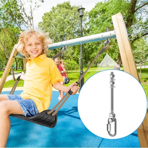 Dolibest Heavy Duty Swing Hanger, 304 Stainless Steel Swing Bolts w/Quick-Connect Carabiner, Swing Hook w/Dual-Screw Locking for Hammock, Yoga Swing, Porch Swing for Wood/Metal Beam-(M10X7'')-1500LB - color: M10X7''-4PCS