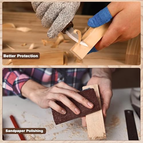 39 Pcs DIY Wood Carving Kit, 9 Basswood Blocks Carving Knives Storage Bag - color: Dark Brown-m