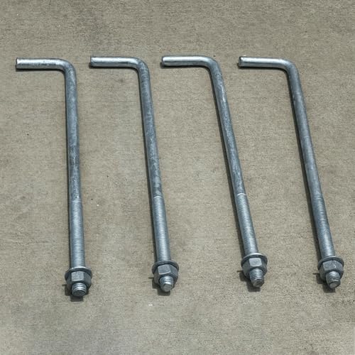 Sandbaggy 3/4" x 18" Threaded Concrete Anchor L-Bolts (Nuts & Washers Included) - Hot Dipped Galvanized - Sill Plate, Base Plate, Masonry, Wood, Cement Anchors, J Bolt (40, 3/4" x 18")