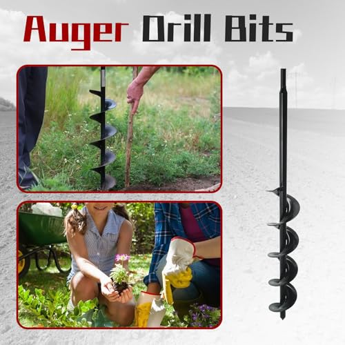findmall Auger Drill Bit, Earth Auger Bit, 24 Inch Length 3 Inch Width Repid Planter, Yard Gardening Planting Corm Auger, Post or Umbrella Hole Digger for 3/8 Inch Hex Drive Drill + - size: 24 x 3 in