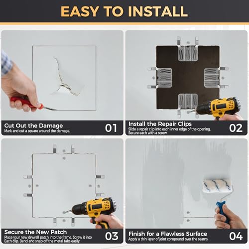 16 Pack Drywall Repair Clips,Easy Install Drywall Clips, Drywall Patch Clip - color: Silver-16
