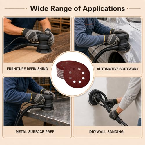 40PCS 5 Inch 8-Hole Sanding Discs for Random Orbital Sander, 40 Grit Coarse Hook and Loop Sandpaper Pads for Woodworking, Metal and Automotive Surface Prep - style: 40PCS 40 Grit