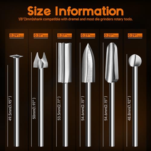 Wood Carving Drill Bits Set Compatible with Rotary Tool Different Shapes of Engraving Bits Meeting Woodworking DIY Carving, Drilling Hole, Grinding, Micro Sculpture (FO-3Pcs-FSK) - style: FO-3Pcs-FSK