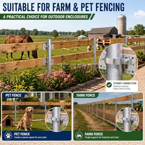 Frienda 6 Pcs 2-3/8" Chain Link Fence Post Brackets for Wood Fencing