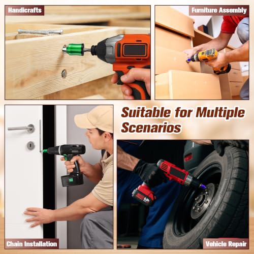 Magnetic Screw Ring, 1/4", for Use with Electric Drills, 6PCS - color: Blue Purple Green Gray Yellow Red