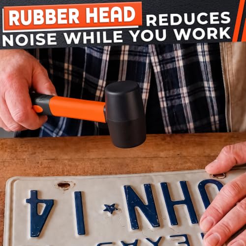 Rubber Mallet Hammer 8 Oz, Soft Face Non-Marring Head (Orange) - color: Orange