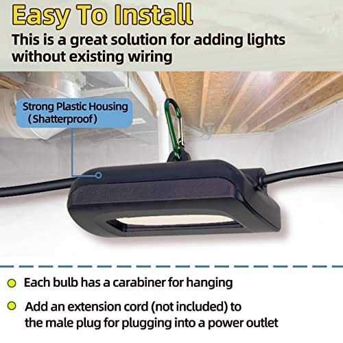Owleye 50FT Led Work Light 85W 8000LM Waterproof Construction String Lights Linkable Temporary Work Lighting Outdoor Indoor Worklight (5 Light Heads) - size: 50 Ft, 1 pack