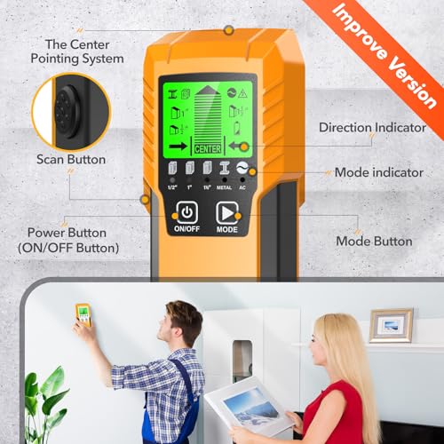 Electronic Stud Finder Wall Scanner with Live Wire Warning and LCD Display