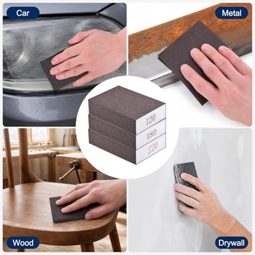 6Pcs 150Grit Sanding Sponges, Wet Dry Sanding Blocks - size: 150Grit