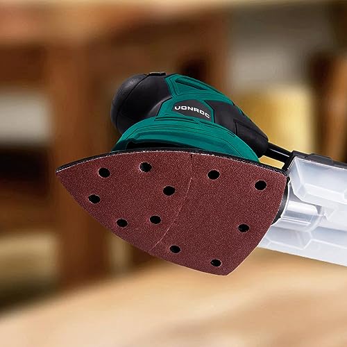50 PCS Mouse Detail Sander Sandpaper, 180 Grit Palm Sander Sandpaper 11 Holes Hook and Loop Sander Pads Triangular Sanding Sheets Abrasive Sanding Paper for Mouse Sander - size: 180 Grit