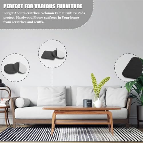 Yelanon Felt Furniture Pads for Hardwood Floors -80 Pcs Premium Felt Pads for Chair Legs, Floor Protectors for Furniture, Black - size: 80 pcs Black