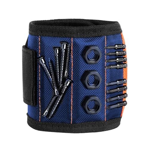 Magnetic Wristband with 15 Strong Magnets for Holding Screws, Nails, Drill Bits, Perfect Tool Gift for Dad, Husband and Carpenters
