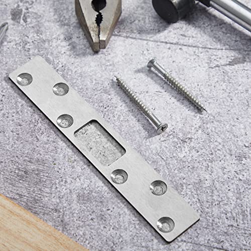 Therwen 4 Pcs 6 Inch Door Strike Plate Security Latch with Screws, Sliver - color: Sliver