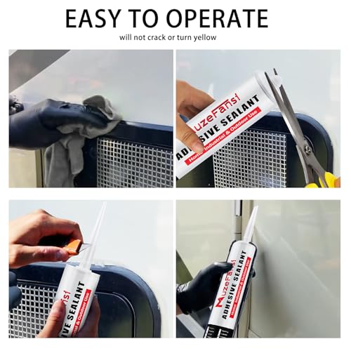 RV Roof Sealant, 4 Packs Non-Leveling Lap Sealant for RV Roofs - Non-Sag Silicone Caulk Waterproof Flexible Sealants for Campers Exterior Repairs, Trailers, Windows, Vents, White