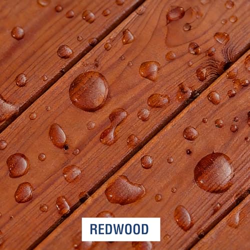 Advanced Wood Stain&Sealer, (Redwood, 1 Gallon), Enhances Wood Grain, Waterproof, Flexible, Crack Resistant, Weather Resistant, Non-Toxic Environmentally Friendly, to Wooden, Furniture, Fence, Shed - color: Redwood, size: 1 Gallon