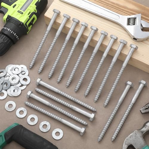 Tandefio 100 Pack 3/8'' x 6'' Lag Screw Bolts with Washer Galvanized - size: 3/8'' x 6''