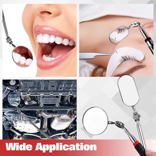 5 Pieces Telescoping Inspection Mirror Extendable Mechanic Mirrors Long Telescoping Auto Inspection Mirror 360°Swivel Head Rectangular Mechanic Mirrors for Observe Vehicle Small Parts - style: 5pcs