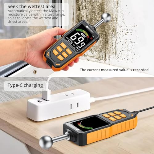 Neoteck Professional Measurement Kit: Digital Angle Finder LCD Protractor & Spherical Inductive Pinless Moisture Meter for Wood, Wall, Masonry, Concrete, Waterproof, Bevel Box, Inclinometer