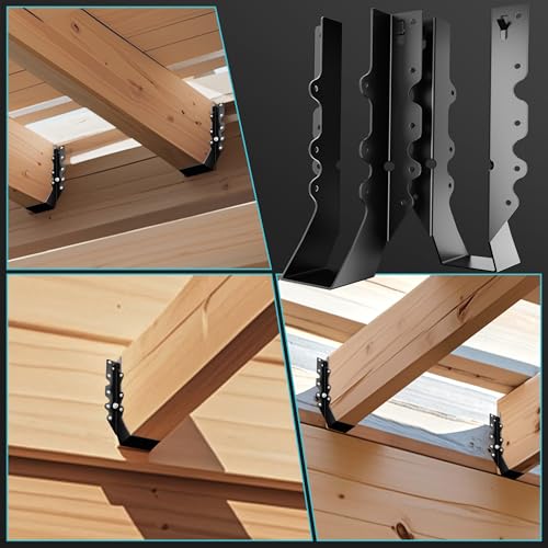 50 Pcs Black Joist Hangers 2X10, 18 Gauge Rafter Brackets , Hurricane Straps for 2x10 Face Mount Joist Hangers for Shed/Barn/Coop/Porch/Truss, Structurally Sound and Aesthetically Pleasing - size: 50 Pcs 2x10, style: Black Joist Hanger