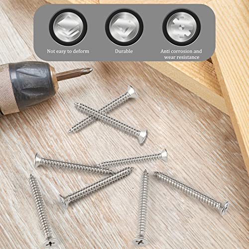 QISHENG 100 PCS #4x3/8(0.375 inch) Stainless Steel Phillips Flat Head Wood Screws,Stainless Steel 18-8 A2(304) Screw - color: Colorless, size: #4X3/8"(0.375 inch)