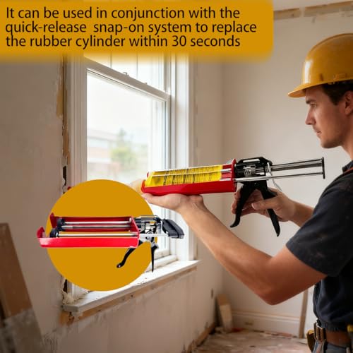 2Pcs Dual Caulking Gun 6*Mixing Nozzles 12" Dual Cartridge Epoxy Gun 400 mL /13.5 fl oz (1: 1 and 2:1) Stainless Steel Manual Caulking Gun Epoxy Gun for Bond Adhesive Cartridge Applicator