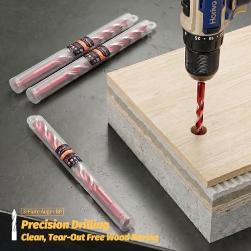 3-Cutter Edge Wood Auger Drill Bit, 1/2" x 24" Heavy Duty Long Ship Auger Bit with 4-Hex Positioning Tip, Fast Boring Carbon Steel Deep Hole Drilling Bit for Soft & Hardwood, Hex Shank - size: 1/2" x 24" (1 Pack)
