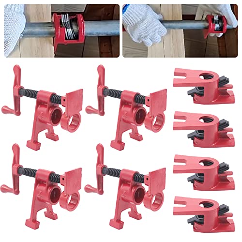 3/4" Wood Gluing Pipe Clamp Set, 4 Pack Heavy Duty Cast Iron Quick Release Bar Clamps with Support Feet, for Woodworking,Lumber Stores, Fabricators, Repair Shops