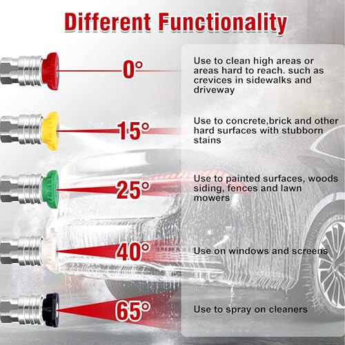 120" Pressure Washer Extension Wand with 5 Nozzle Tips, 4000 PSI - color: Silver-white