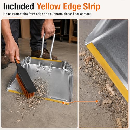 3-Pack 17" Heavy Duty Metal Dust Pans - size: 3 Count (Pack of 1)