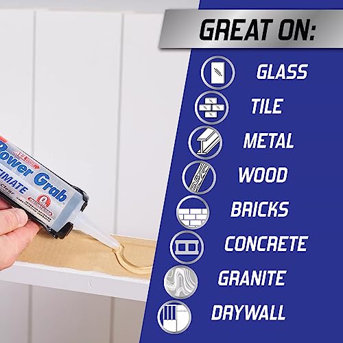 Loctite Power Grab Ultimate Crystal Clear Construction Adhesive, 9 fl oz Cartridge, 12 Pack - Versatile Construction Glue for Glass, Wood, Metal & More - size: 12 Pack