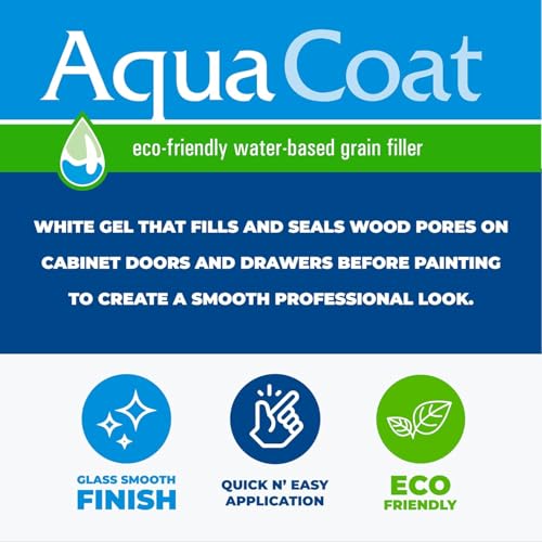 AquaCoat Water-Based White Cabinet Wood Grain Filler Gel – Fast Drying, Low Odor White Wood Filler, Sandable & Paintable for Interior & Exterior Repairs, Upgrades & Restorations – 16 oz - size: 16 Fl Oz (Pack of 1)