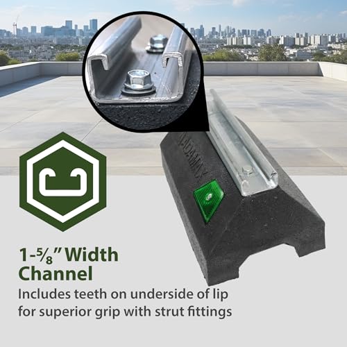 Adamax RTS14-10 Rooftop Support Block with Galvanized Steel Strut | Sleeper Curb Replacement, Black - size: 10 inches