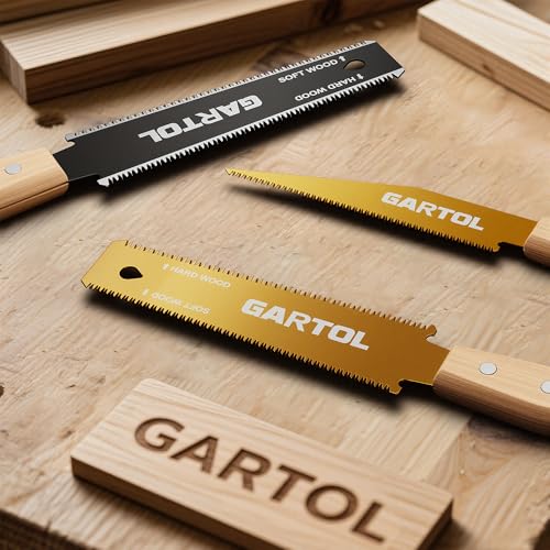 GARTOL Japanese Pull Saw Set for Woodworking - 2-Piece Hand Saw with 6 Inch Flush Cut & Double-Edged Ryoba Blade - SK5 Steel Precision Wood Cutting Tool for DIY Carpentry Trim Work