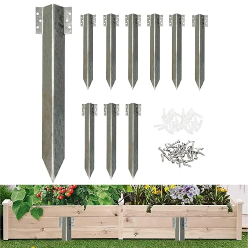 10pcs Sleeper Stakes,Metal Stake Heavy Duty,Fence Post Repair Stakes Anchors Ground Spikes, Metal Stake for Ground,Garden Fences,Wooden Garden Edging Border,Driveway,Path Edging