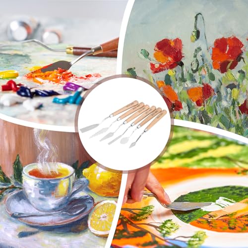 MECCANIXITY HM#13 Palette Knives 14.5mm Width Stainless Steel Spatula Painting Pallet Knife with Wood Handle for Oil Painting Acrylic Canvas Mixing Spreading - style: HM#13 + 14.5mm