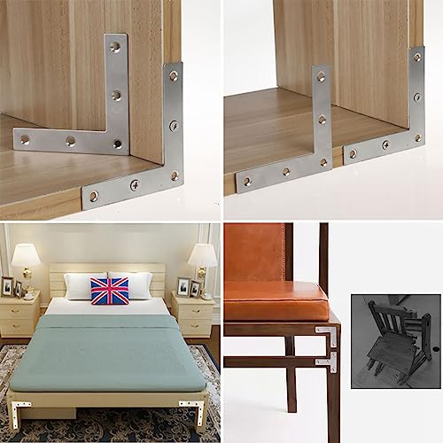 20Pcs Flat Corner Brace 3 Inch, L Shaped Flat Mending Plate, Hot Dip Galvanized Metal Repair Joining Plates for Wooden Furniture Joining Bracket Support Braces - size: 3 Inch