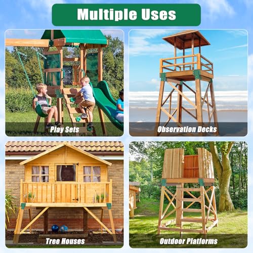 Dolibest Heavy Duty Deer Stand Brackets, 4x4 Compound Angle Bracket, Powder Coated Elevated Bracket for Outdoor Platforms, Deer Hunting, Shooting Shack, Observation Decks& Tree Houses (4Pack) - color: C: Green-4Pcs