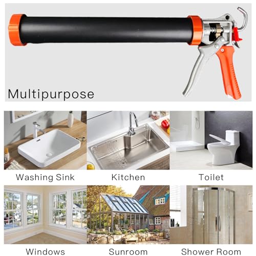 Sausage Tube Caulk Gun,20 oz Sausage Pack/10 oz Cartridge Adhesive (Black) - size: 1 Pack