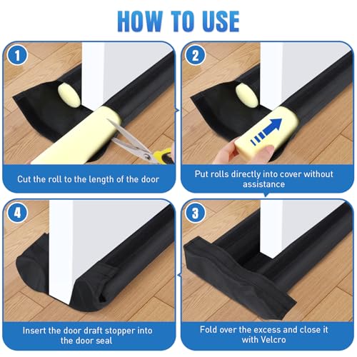 BlissTrends 38 in Under Door Draft Stopper, Covers Gaps up to 2.36 in,Black - color: Black, size: 38 Inch