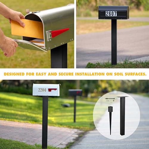 43" In-Ground Mounting Post for Easy Install Mailbox Use, 43" x 4" x 4" Heavy Duty Mailbox Post (Black) - color: Style 2