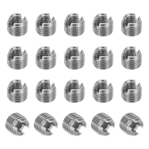 Self-Tapping Threaded Inserts, 20 Pcs M4 x M6.5 x 5mm 303 Stainless Steel Thread Adapter Reducer Slotted Screw Repair Inserts Nuts Sleeve