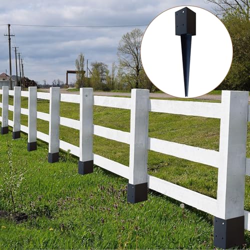 4x4 Inch Fence Post Anchor,Internal 3.6"x3.6" Fit - Black Powder-Coated Metal Post Base for Wood Deck, Fence, Porch, Railing, Mailbox (Heavy Duty & Rust Resistant)