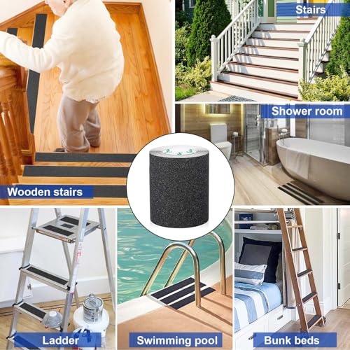 BOMEI PACK Black Anti Slip Tape, 6 Inch x 33 Foot Non-Slip Traction Grip Tape for Stairs, Waterproof Stair Treads Grip Non Slip, Non Skid Tape for Steps, Outdoor Black Grip Tape - size: 150mm