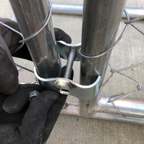 12 Pcs 1-3/8" Chain Link Fence Panel Clamps, Dog Kennel Clamps for 1-3/8" OD Pipe, Galvanized Steel, for Round Pipe Panel Frame,Bolts & Nuts include - size: 1-3/8 12Pcs