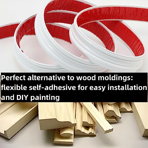 Peel and Stick Wall Molding Trim, Flexible Chair Rail Moulding Strip for Mirror Frame, Wall Protection and Home DIY Decoration (118'' x 2.4'') - size: 118'' x 2.4''