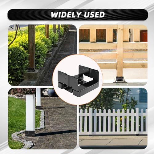 Black 6Pcs 6x6 Post Base Brackets Fit for Concrete Inner Size 5.5"x5.5" - size: Black