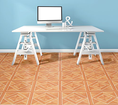 Tivoli Peel & Stick Vinyl Floor Tiles, 45-Pack, 12 x 12 in, White - color: WhtBrdr Inld Prqt