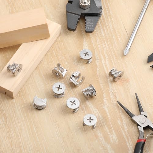 10 Pcs Cam Locks for Furniture, 15x12 mm Furniture Connecter Cam Lock Cabinet Drawer Fastener, Eccentric Locking Nuts Connectors Furnitures Repair Assembly Hardware Parts Fastener for Wardrobe Dresser
