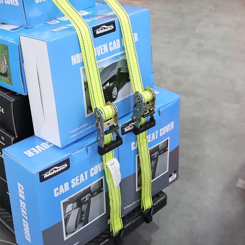 1-1/2in x 15ft Ratchet Cargo Tie Down Straps 4-Pack Heavy Duty
