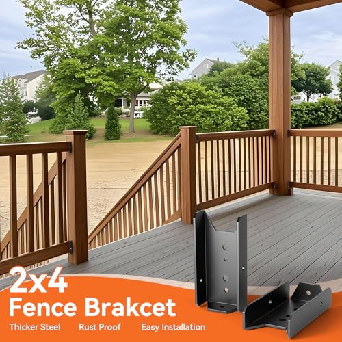 50 Pcs 2x4 Fence Brackets for Wood Black - 18 Gauge Deck Railing Brackets for 2X4, Fb26 Fence Brackets, Deck Railing Connectors 2x4 - color: 50 Pcs